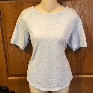 Ann Taylor Loft Light Blue Embroidered Top